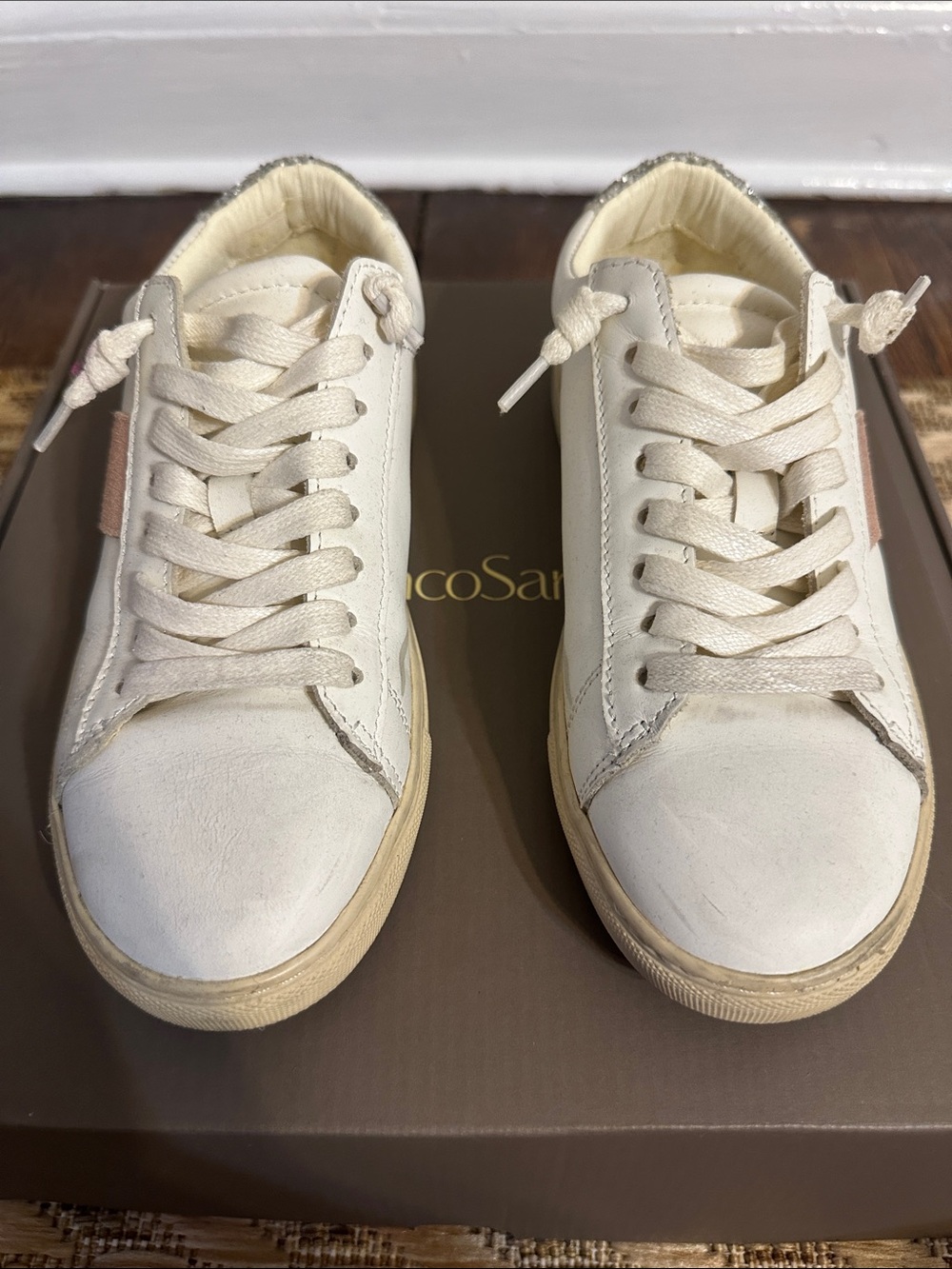 Vintage Havana Cream Sneakers with Silver Glitter Heel